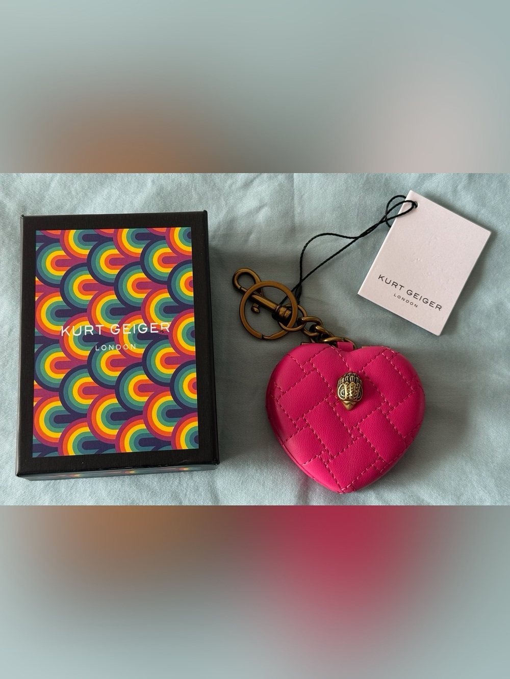 Kurt Geiger NWT Kensington Heart Shaped Mirror Keychain Comes With A Box